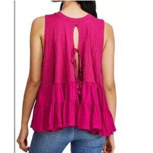 Free People Right On Time Flared Jungle Flower Oversized Tank Top Size Small